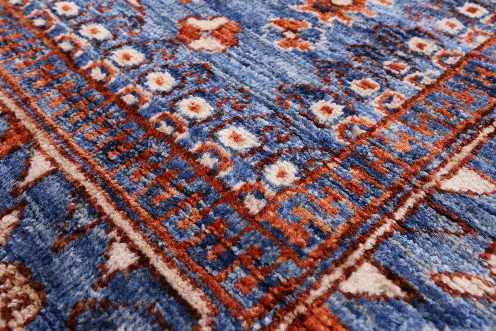 4' 10" X 13' 10" Persian Fine Serapi Hand-Knotted Wool Rug - Q12901