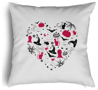 Halloween Heart Accent Pillow With Removable Insert, Fuschia, 16"x16"