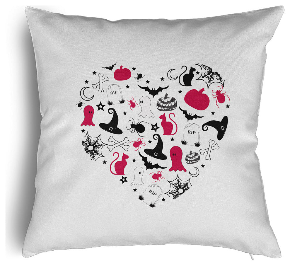 Halloween Heart Accent Pillow With Removable Insert, Fuschia, 16"x16"