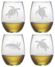 Sea Turtles 4-Piece Stemless Wine Glass Set