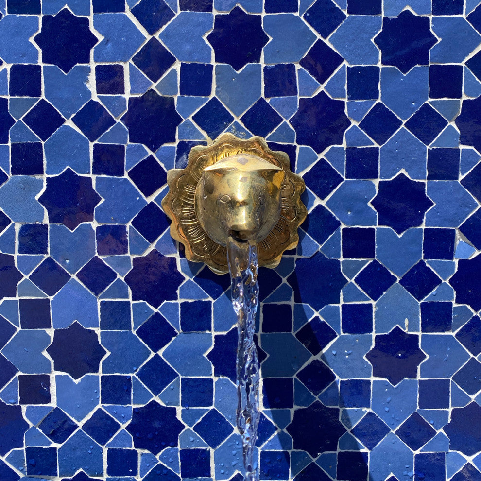 Blue Moroccan Arch Tile Fountain