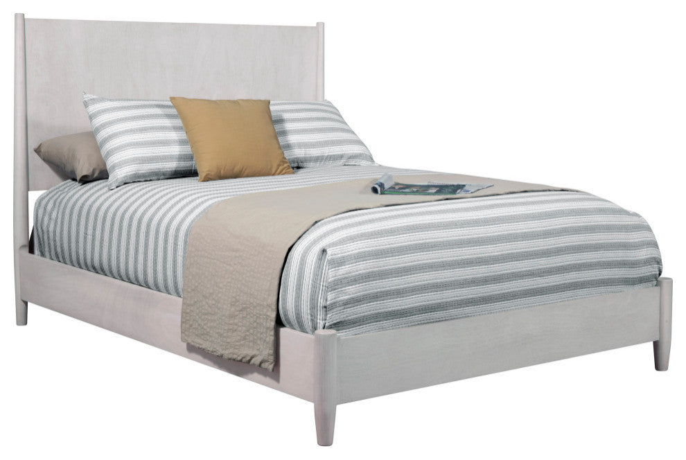 Flynn Mid Century Modern Full Size Panel Bed, Gray