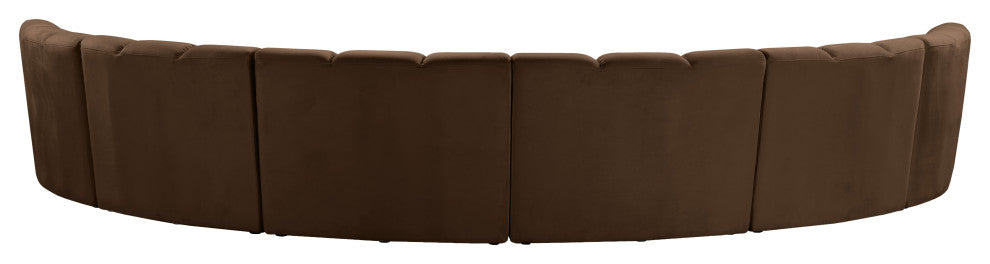 Infinity Channel Tufted Velvet Modular Chair, Brown, 6 Piece