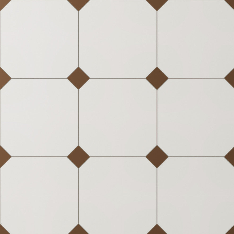 Vaudeville Octagon Nacar, Taco Marron Porcelain Floor/Wall Tile