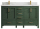Willow Collections Malibu Vanity, Green, Calacatta Quartz, 60" Double