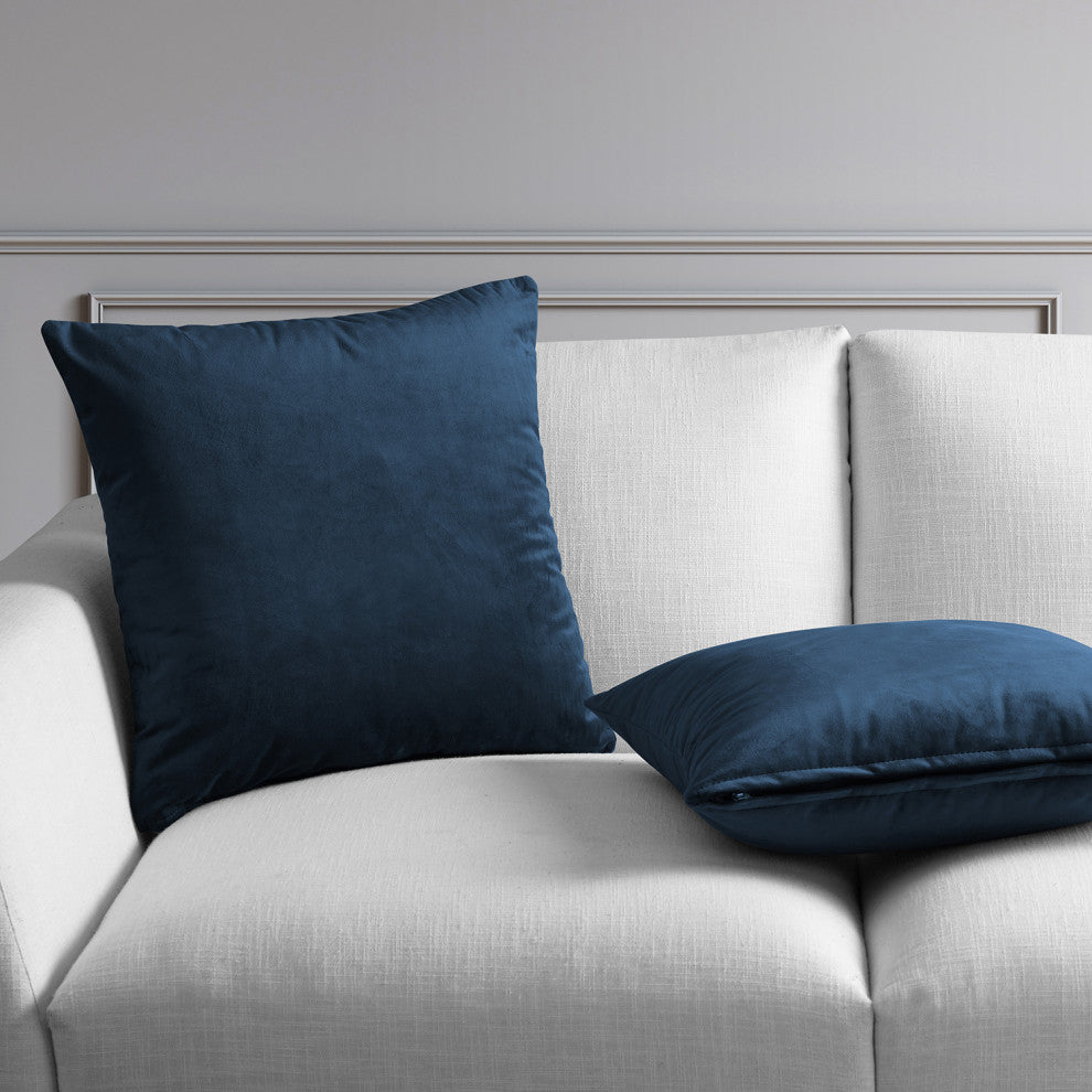 Heritage Plush Velvet Cushion Cover Pair, Eternal Blue, 18w X 18l