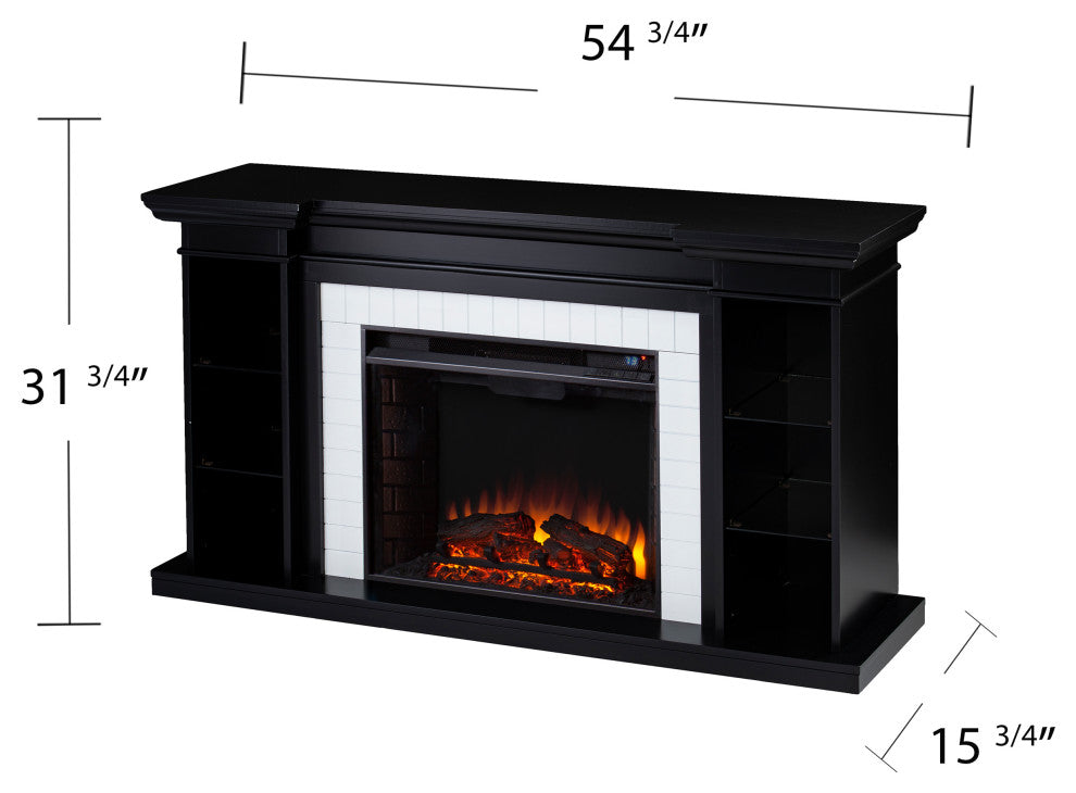 Harwich Electric Fireplace w/ Bookcase - Black