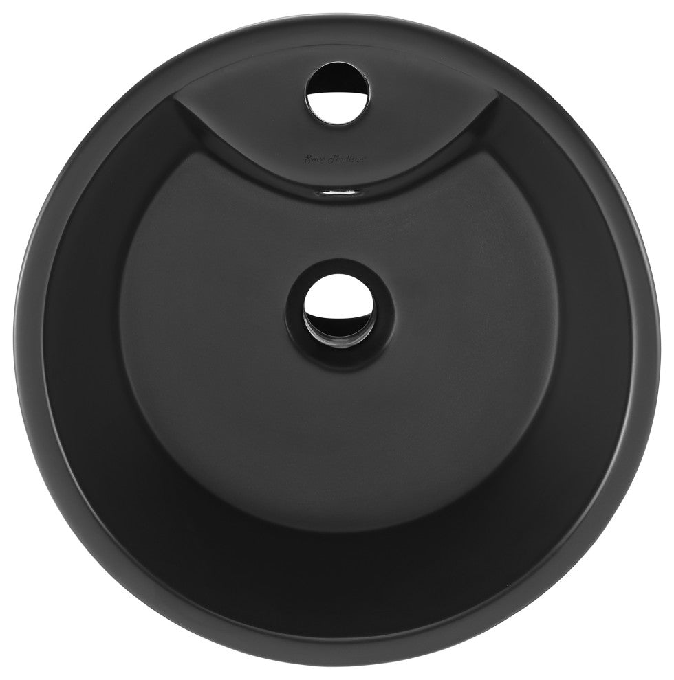 Monaco Circular Basin Pedestal Sink, Matte Black