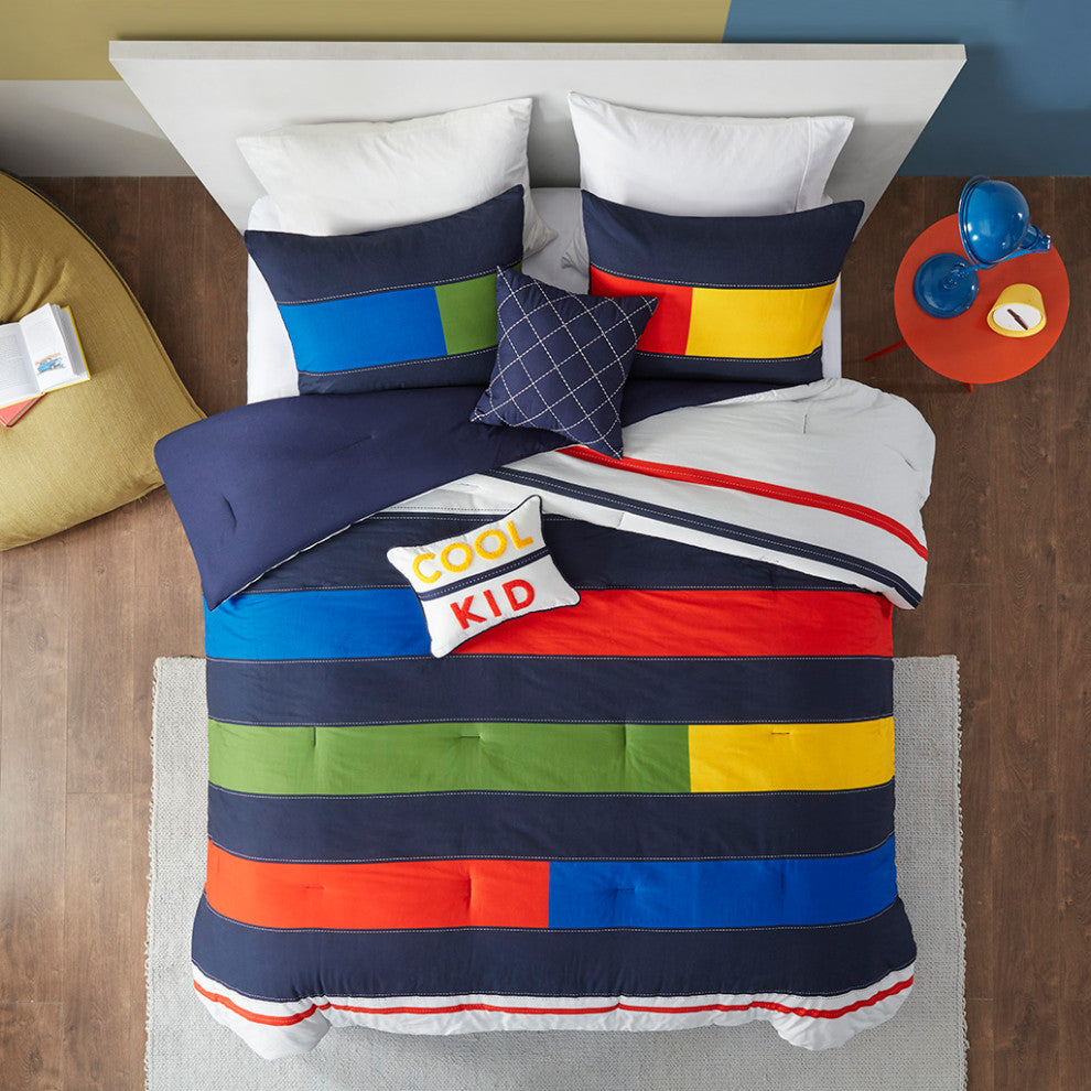 Kids Morris Cool Kid Color Block Comforter Set, Twin