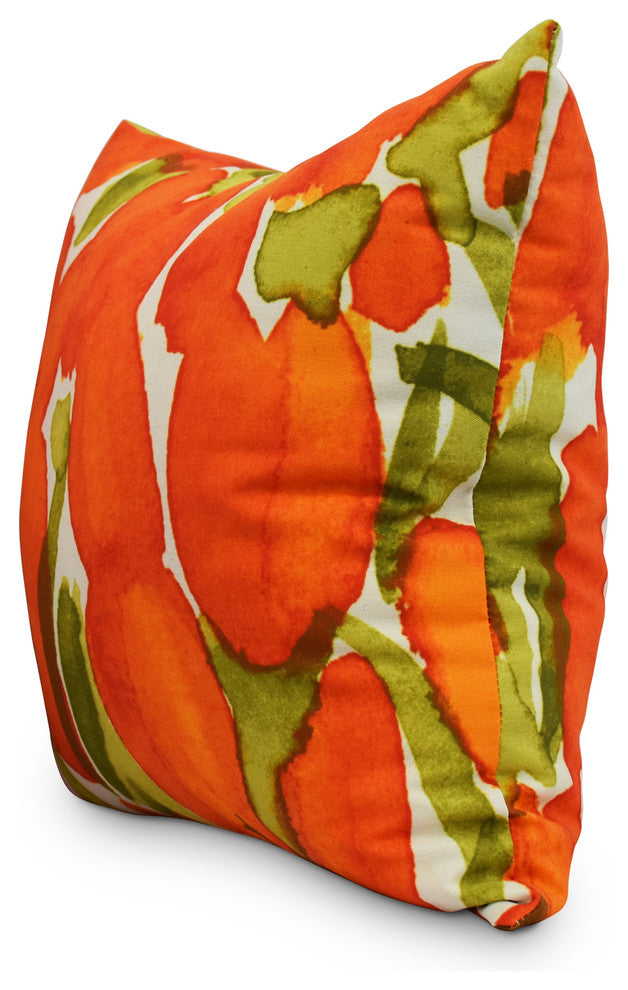 Sunset Tulip Decorative Floral Throw Pillow, Orange, 26"