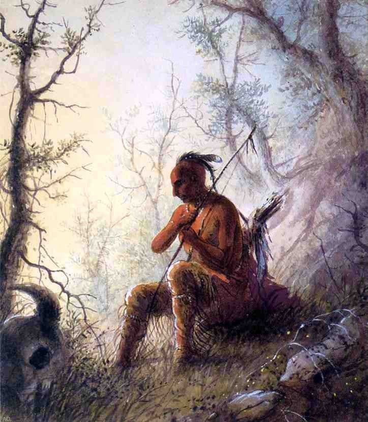 Alfred Jacob Miller A Sioux Indian at a Grave, 20"x25" Wall Decal