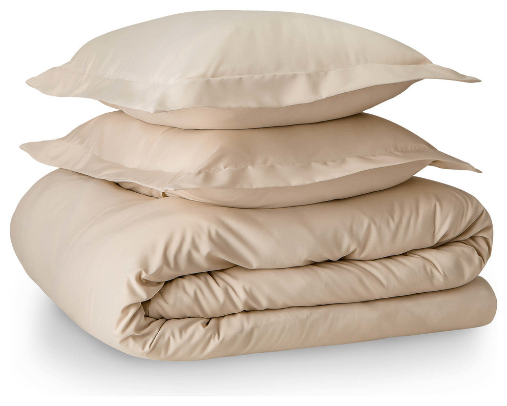 Bare Home Microfiber Duvet Insert & Duvet Cover Set, Sand, Full/Queen
