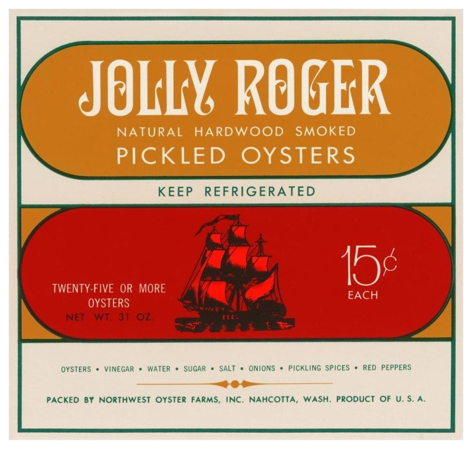 "Jolly Roger Pickled Oysters" Digital Paper Print by Retrolabel, 32"x31"