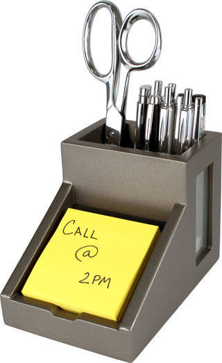 Pencil Cup with Note Holder, Silver