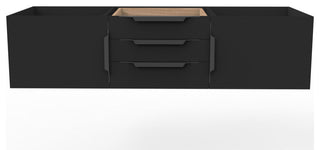 CastelloUSA Alpine 60" Wall Mounted Vanity, Base Only, Black, Black Handles
