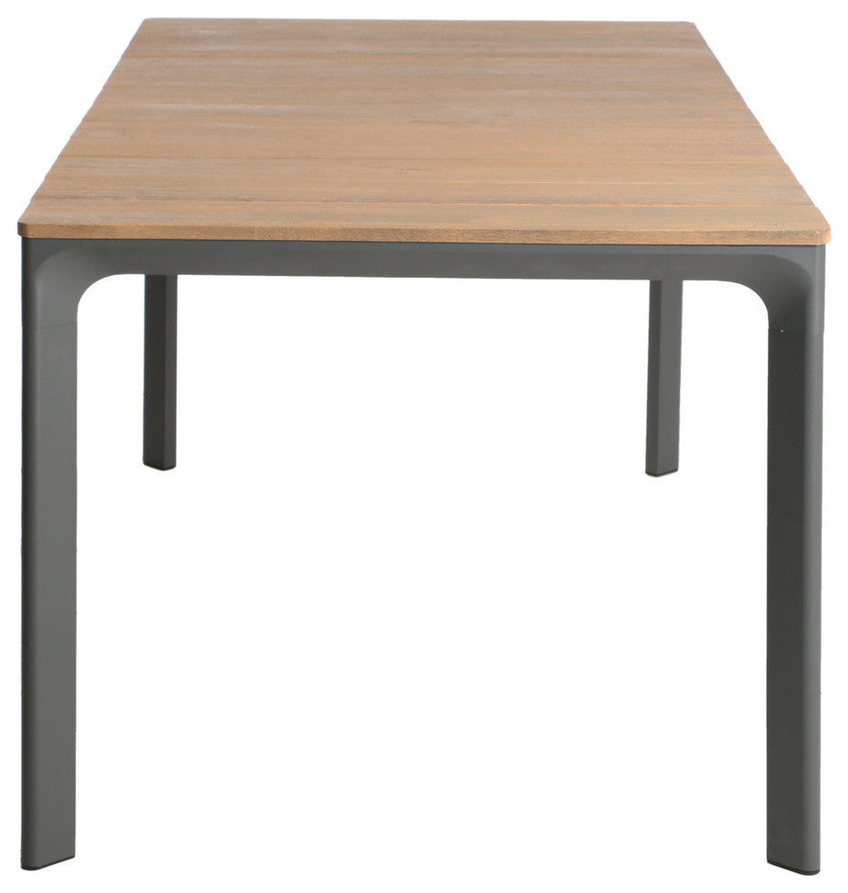 GDF Studio Jace Outdoor Aluminum and Wood Dining Table, Natural