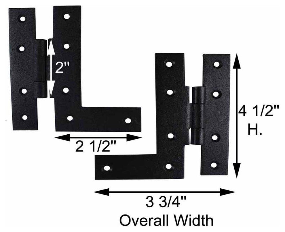 Pair Offset H-L Cabinet Hinge Wrought Iron 4" H Pack of 2 |