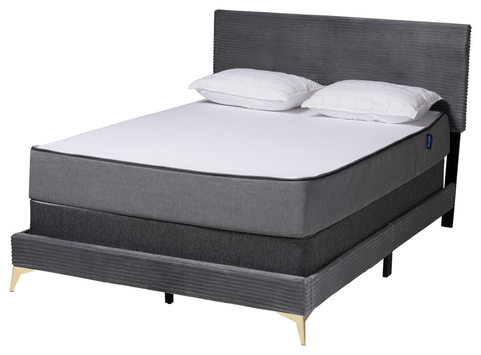 Liberty Velvet Queen Size Panel Bed, Gray