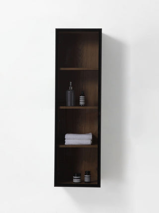 LUCE 13" Wall Mount Modern Bathroom Side Cabinet, Pecan Oak/Matte Black