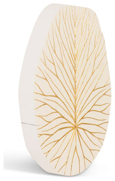 Rivulet Wall Tile, Chamcha Wood, Gold Leaf on White