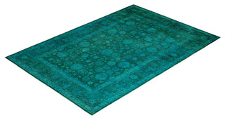 Overdyed, One-of-a-Kind Hand-Knotted Area Rug Green, 6'3"x9'1"