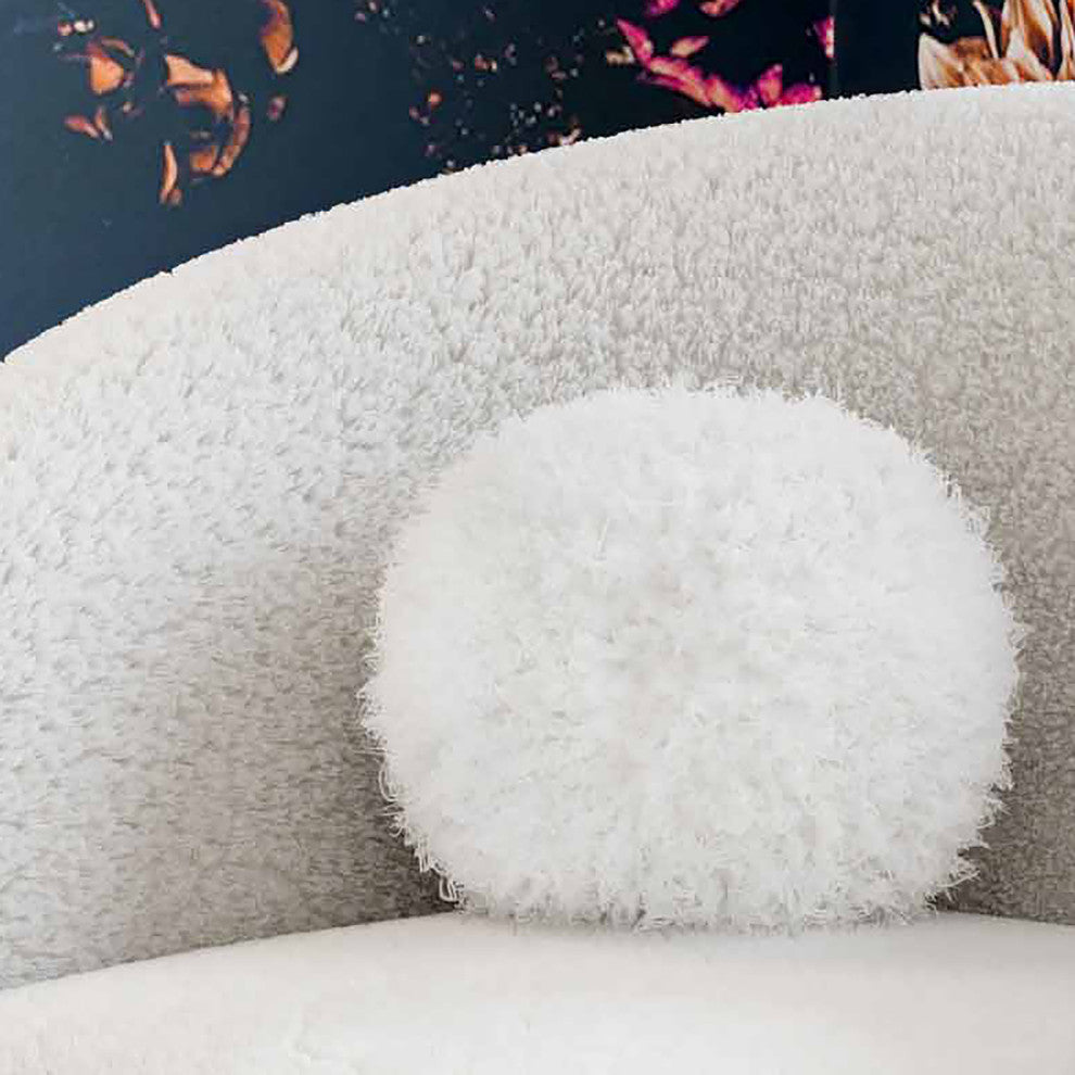 New Zealand Sheepskin 16" Round Pillow, White