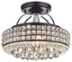 Vera Drum Shade Crystal Semi Flush Mount, Antique Black Finish