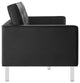 Loft Tufted Vegan Leather Sofa and Ottoman Set, Silver Black