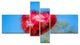 Polygonal Heart against Blue Sky, Abstract Canvas Art Print, 60"x32", 4 panels