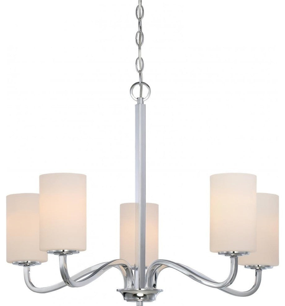 Willow 5 Light Hanging Fixture with White Glass