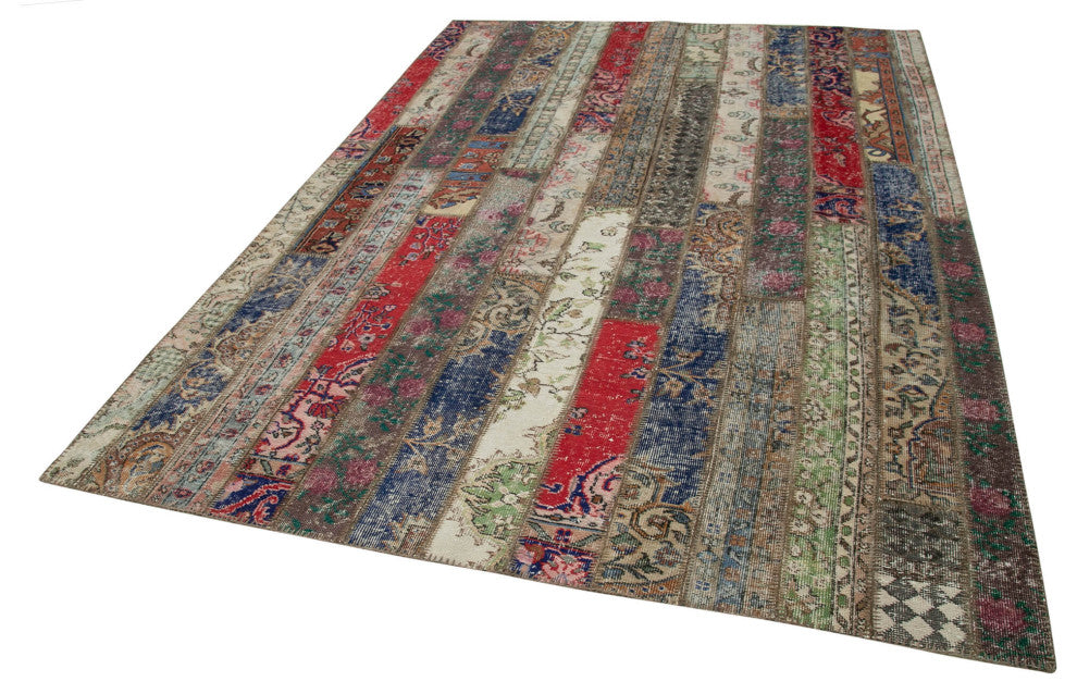 Rug N Carpet - Hand-Knotted Oriental 6' 9" x 9' 11" Wool Patchwork Area Rug