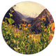 Green Mountain Meadow With Flowers, Flower Round Metal Wall Art, 11"