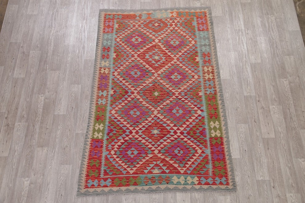 Turkish Flat-Woven Oriental Traditional Kilim Southwestern Area Rug, 8'1"X5'3"