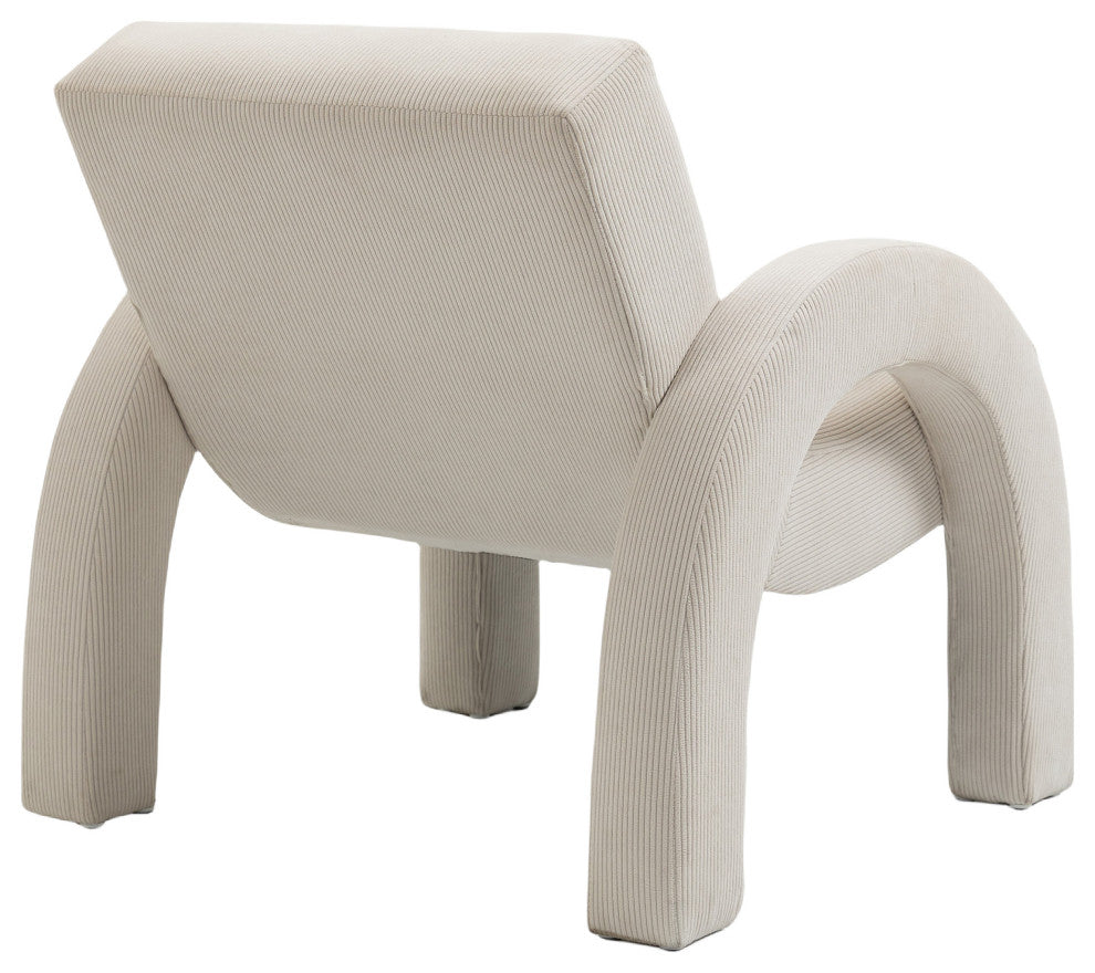 Corduroy Fabric Upholstered Accent Chair, Cream