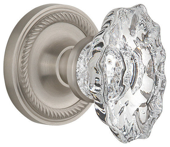Rope Rosette Passage Chateau Door Knob, Satin Nickel