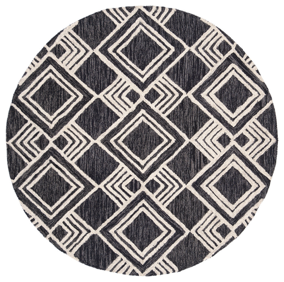 Safavieh Micro-Loop Collection MLP154 Rug, Charcoal/Ivory, 5' Round