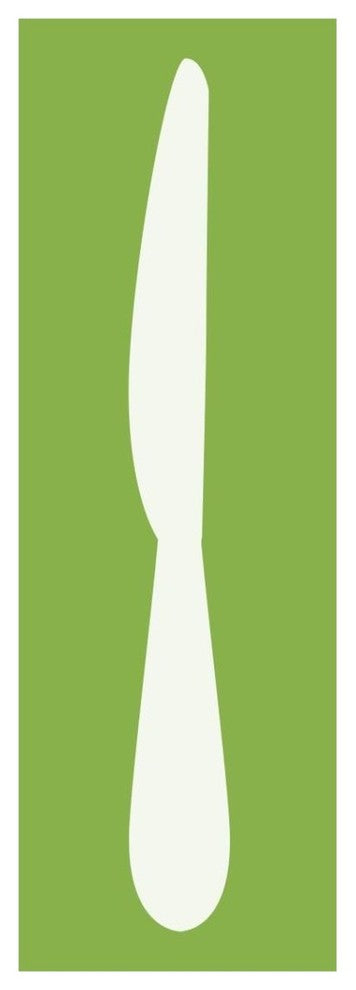 "Mealtime: White on Green - Knife" Digital Paper Print by BG.Studio, 14"x38"