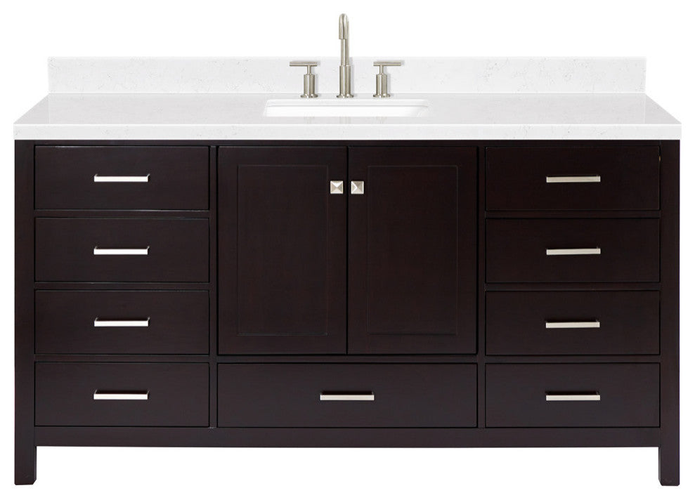 Ariel Cambridge 66" Single Rectangle Sink Vanity, Carrara Quartz