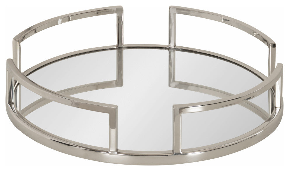 Gohana Decorative Metal Tray, Silver 16" Diameter