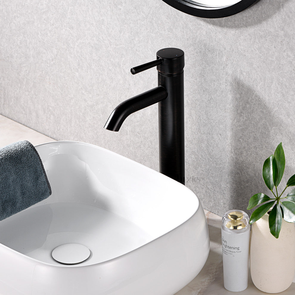 Luxier BSH03-T Single Hole Vessel Bathroom Faucet with Drain, Oil Rubbed Bronze