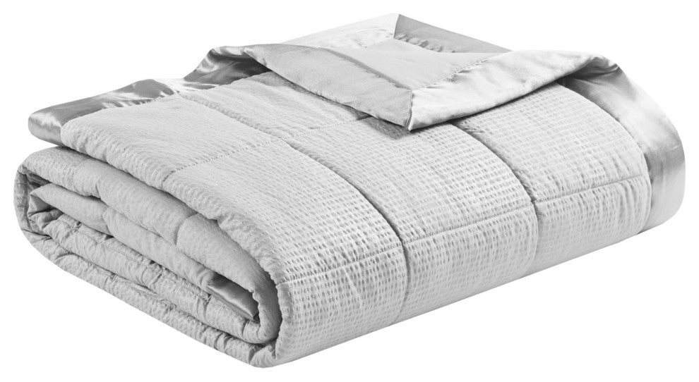Madison Park Solid Embossed Microfiber Premium Oversized Blanket, Full/Queen