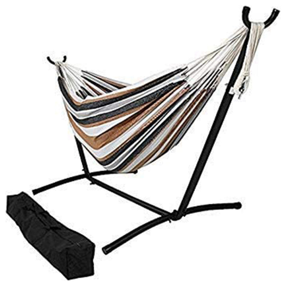 HomeRoots Desert Stripe Double Classic 2 Person Hammock With Stand