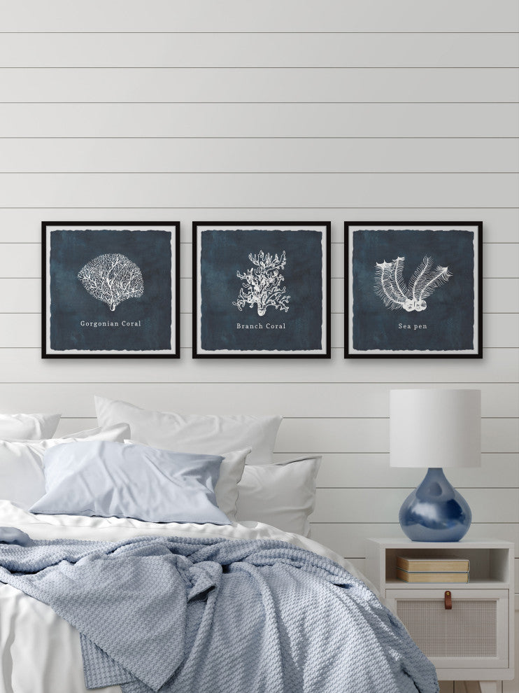 Gorgonian Coral Triptych, 3-Piece Set, 32x32 Panels