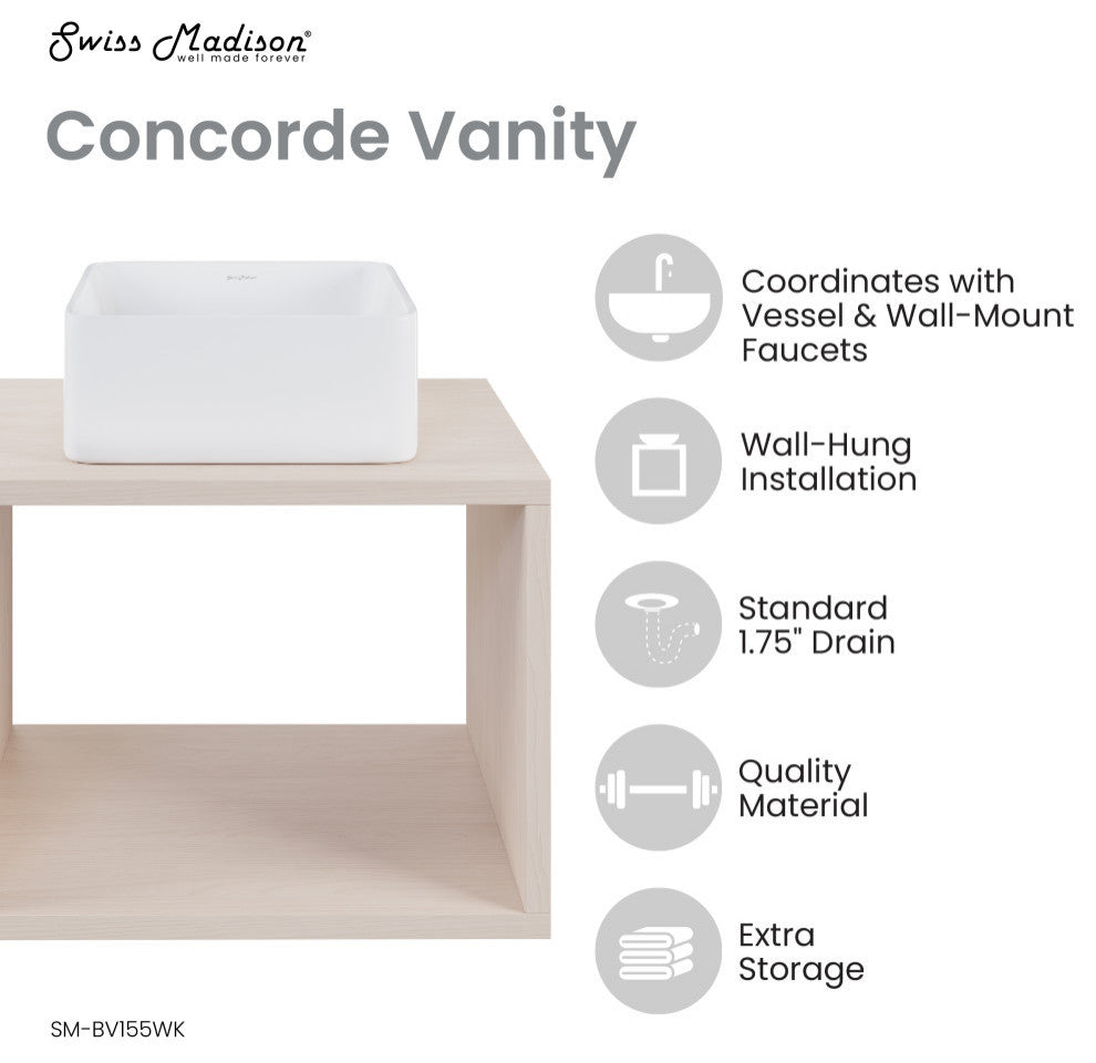 Concorde 24'' Wall-Hung Vanity, White Oak