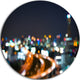 Bangkok City At Twilight, Cityscape Round Wall Art, 23"