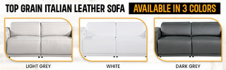 Augusto Top Grain Power Reclining Italian Leather Sofa, White