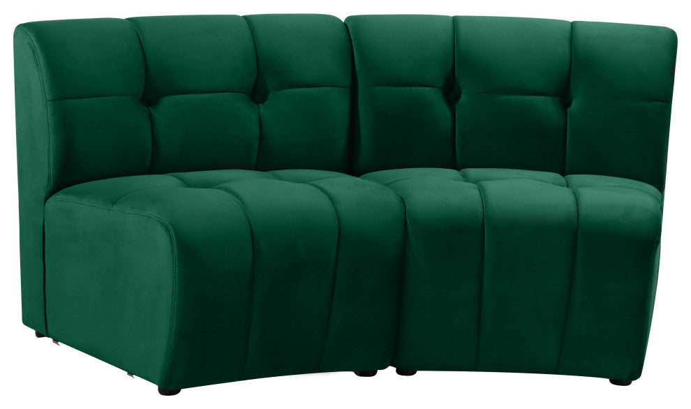 Limitless Velvet Upholstered 2-Piece Modular Sectional, Green