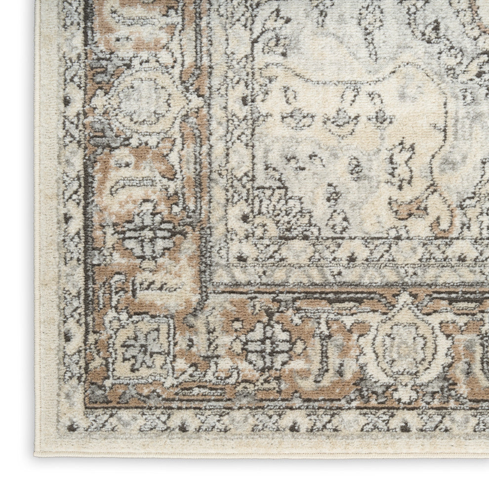 Nourison Quarry 2'2" x 10' Ivory Grey Taupe Vintage Indoor Rug