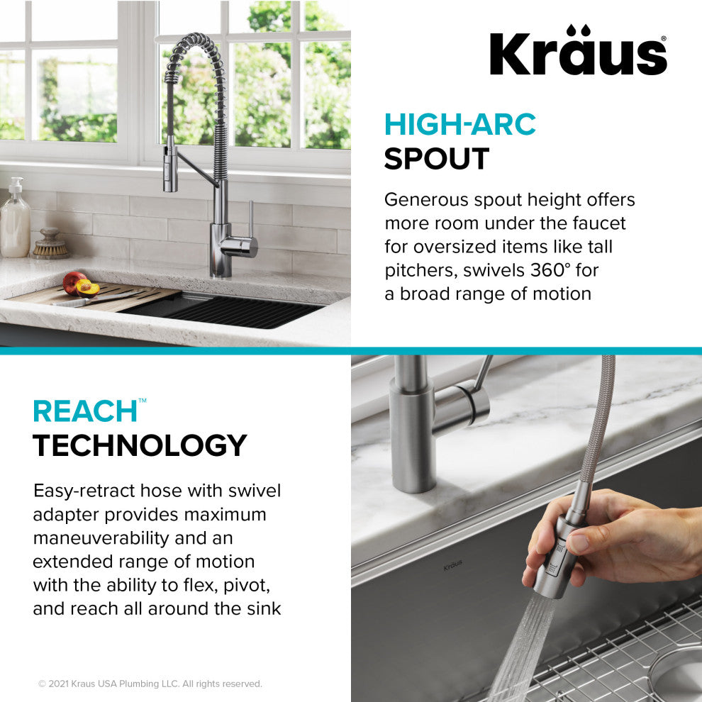 Kraus KPF-2631CH Oletto Single Handle Pull Down Commercial Kitchen Faucet Chrom