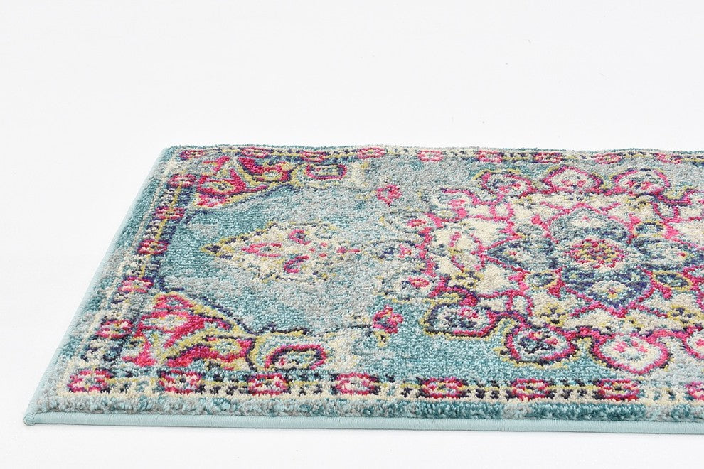 Unique Loom Light Blue Valencia Medici 2' 2 x 6' 7 Runner Rug